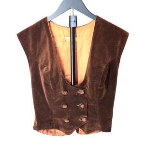 Vintage Tabak of California Brown Velvet Vest Double Breasted Whimsigoth Sm